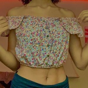 xhilaration floral off the shoulder top
